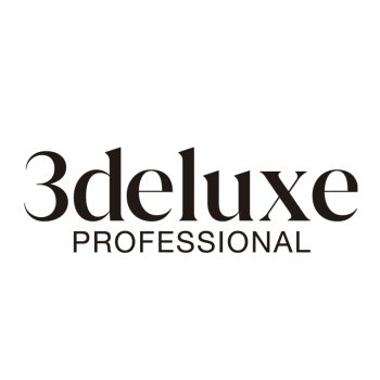 BETICOLOR | Venta de productos de peluquería y estética al profesional 77 Logotipo tipográfico negro sobre fondo blanco con la palabra 3deluxe en letra serif grande y PROFESSIONAL en mayúsculas debajo, presentando una estética profesional.